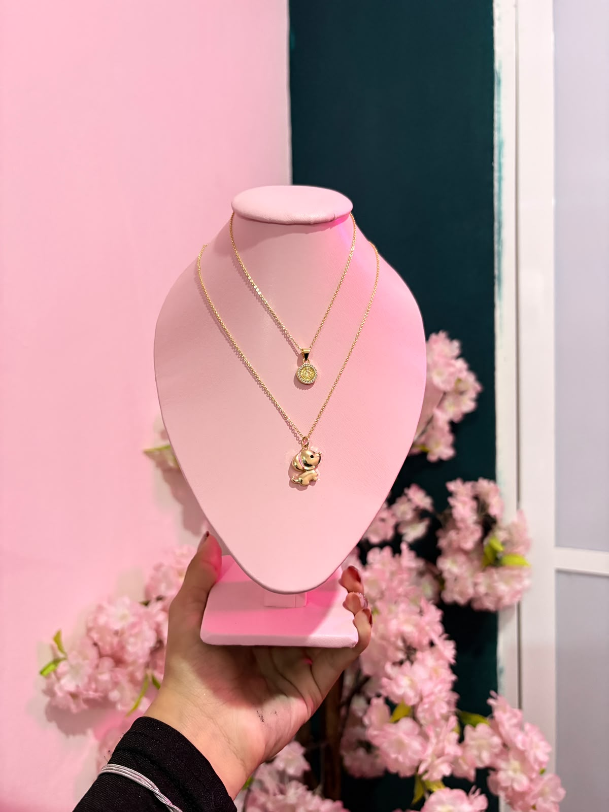 Collares dorados con dije teddy